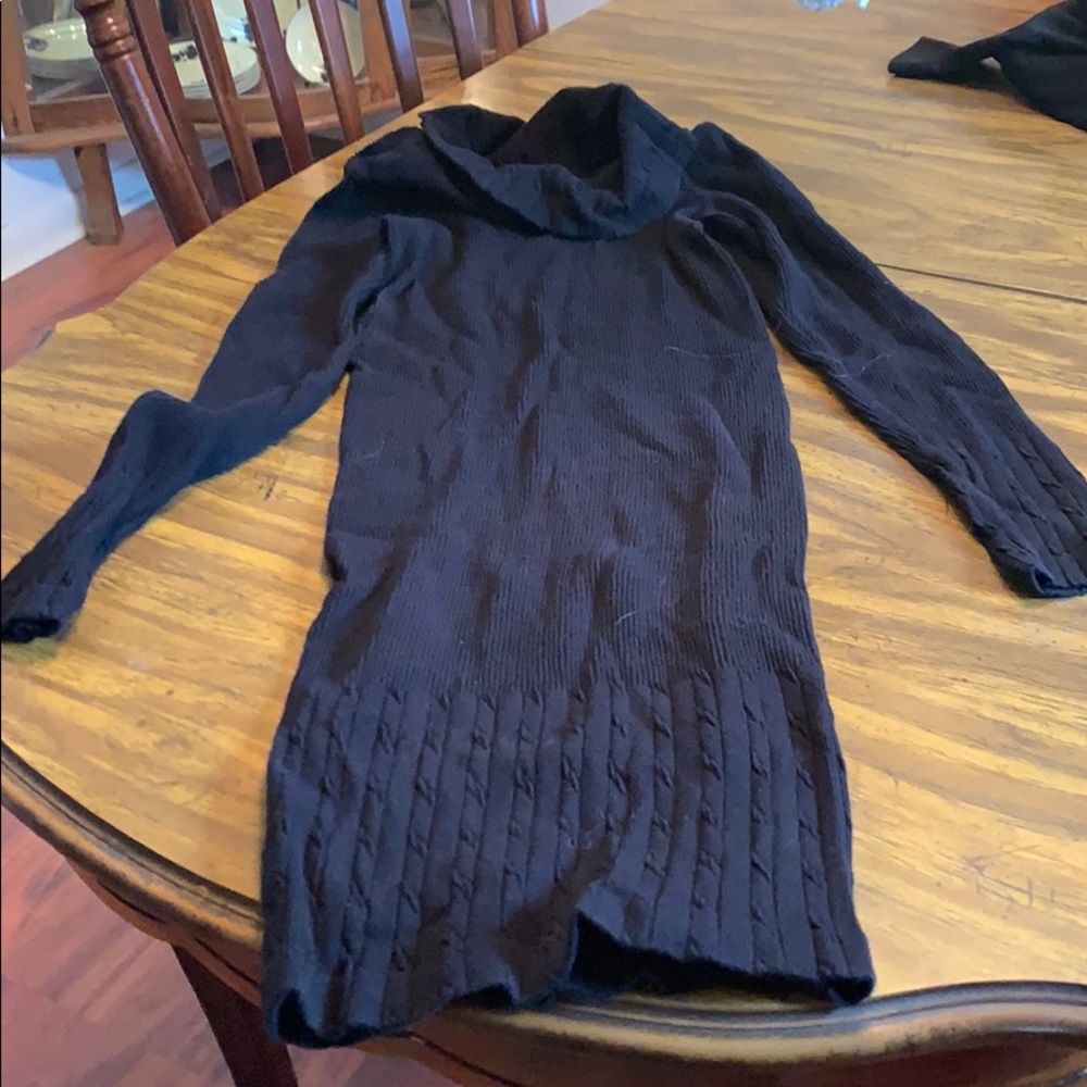 Black cowl neck sweater dress